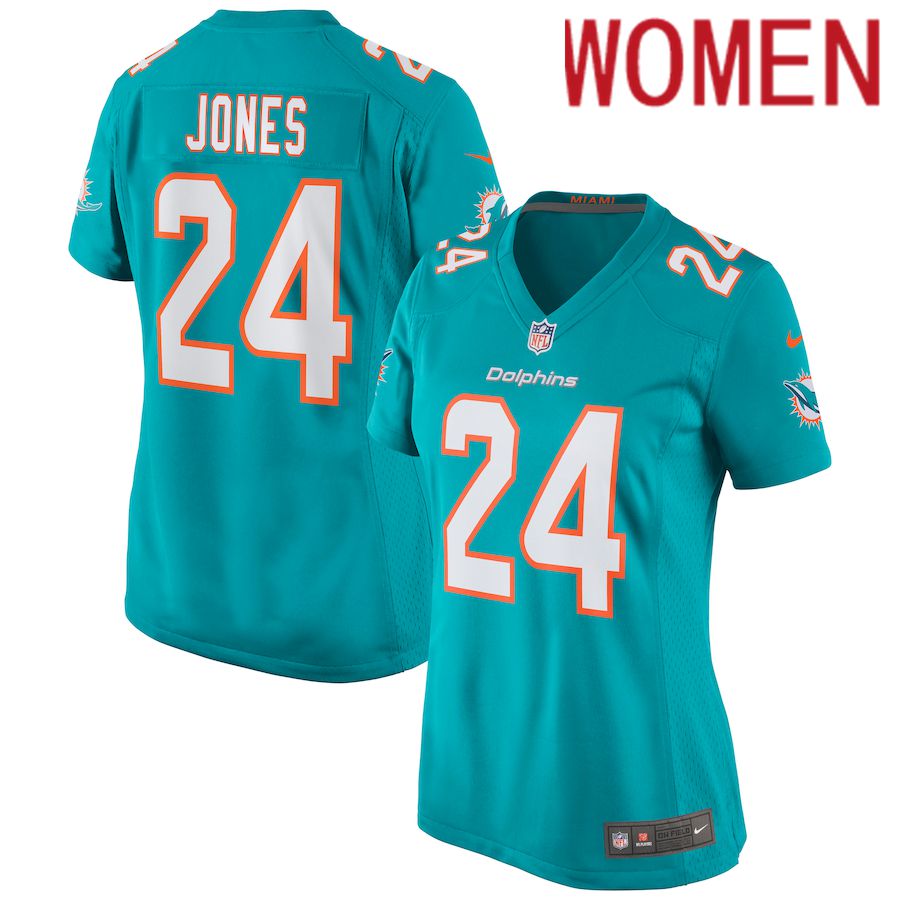 Women Miami Dolphins #24 Byron Jones Nike Green Game NFL Jersey->women nfl jersey->Women Jersey